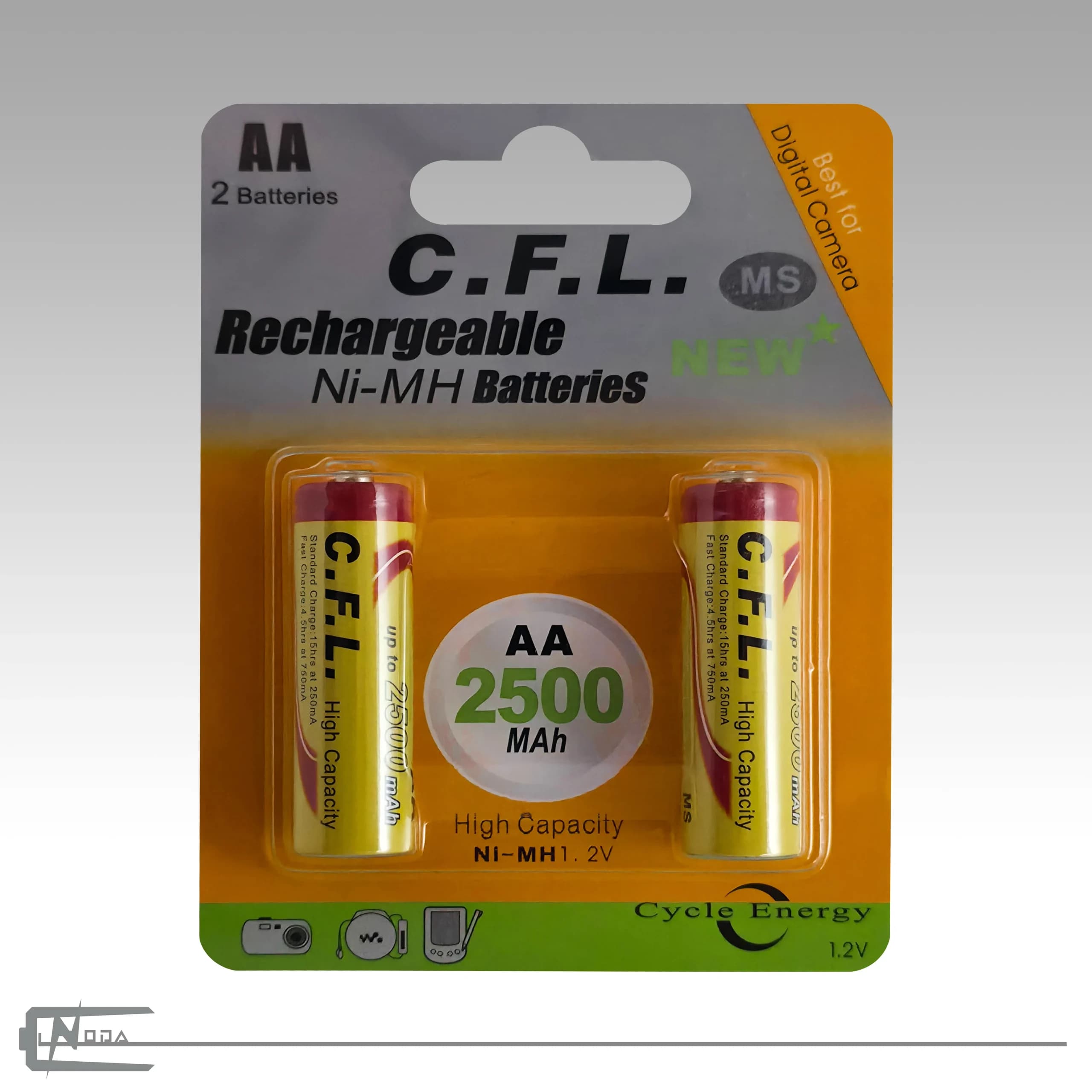 باتری قلمی شارژی سی اف ال ظرفیت 2500MAH– بسته 2 عددی — تصویر ۲