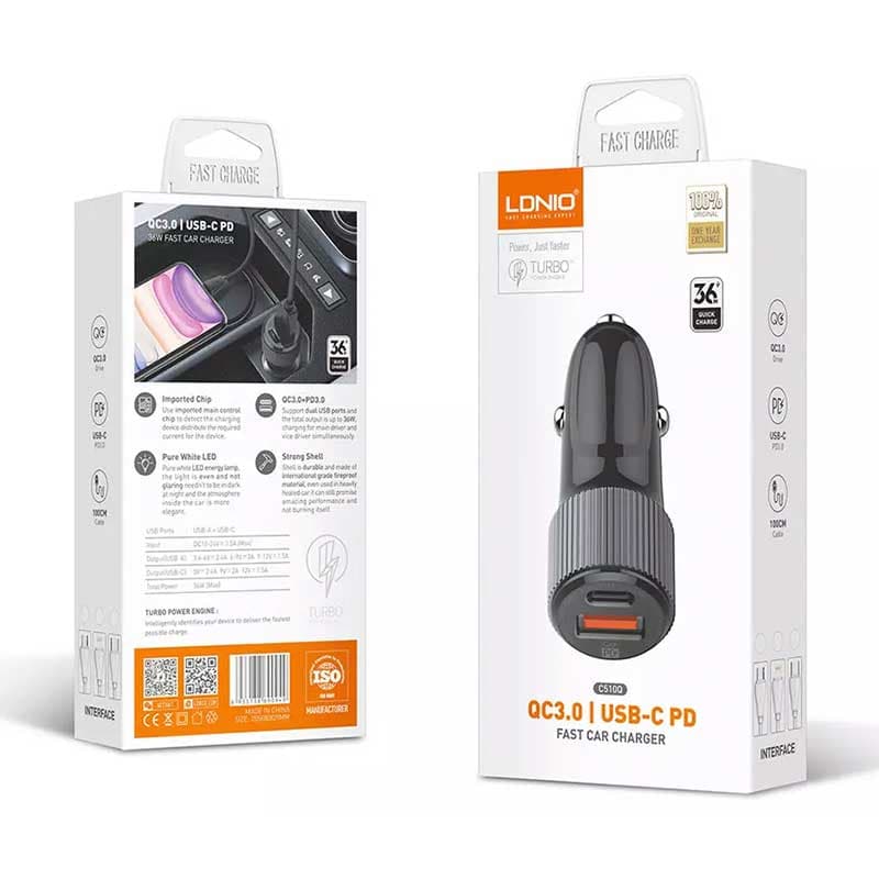 شارژر فندکی الدینیو LDINIO C510Q — تصویر ۴