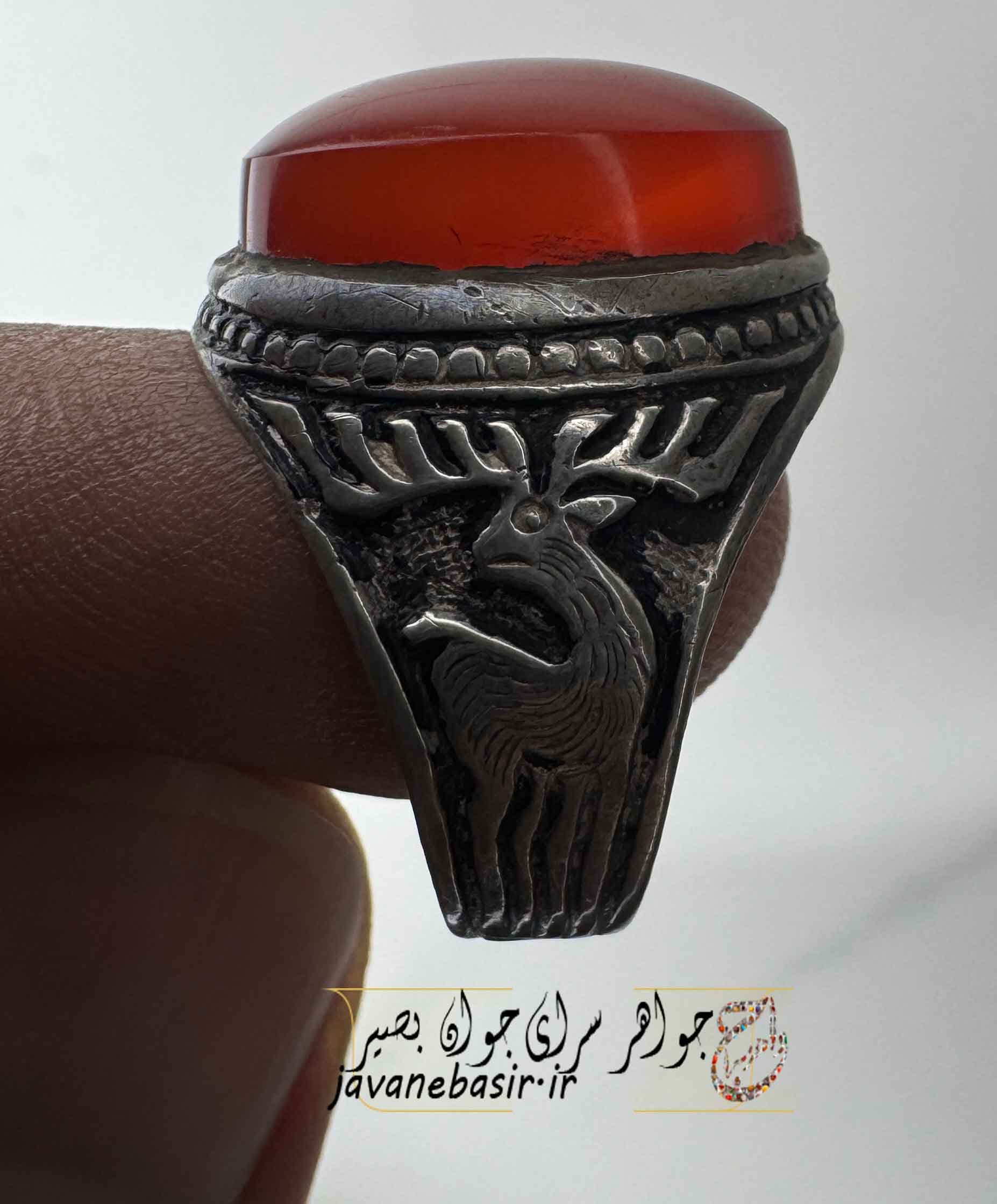 انگشتر عقیق سرخ اصلی نقره 925
