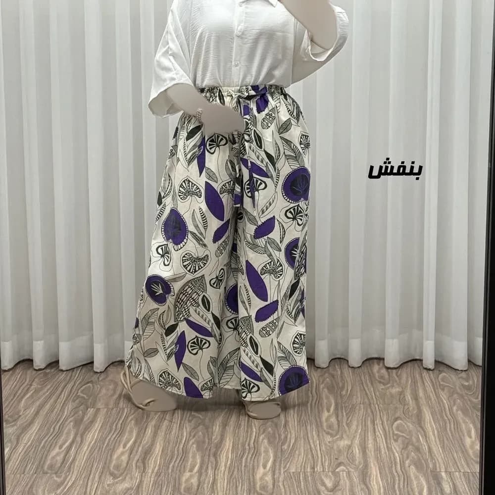 دامن شلواری لنین زنانه فری سایز مناسب تا سایز 50 کد P1793 — تصویر ۵