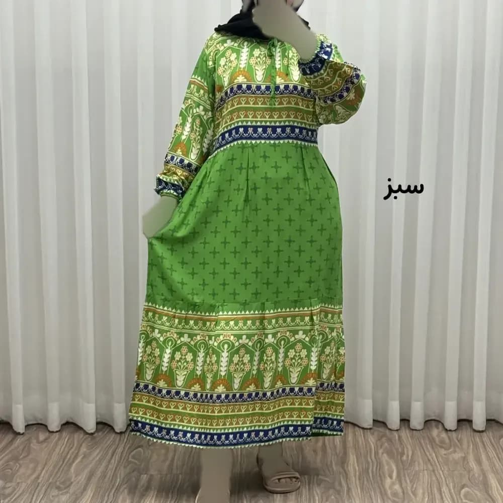 پیراهن ساحلی زنانه نخی مدل حاشیه دار ستاره فری سایز مناسب تا 46 — تصویر ۲