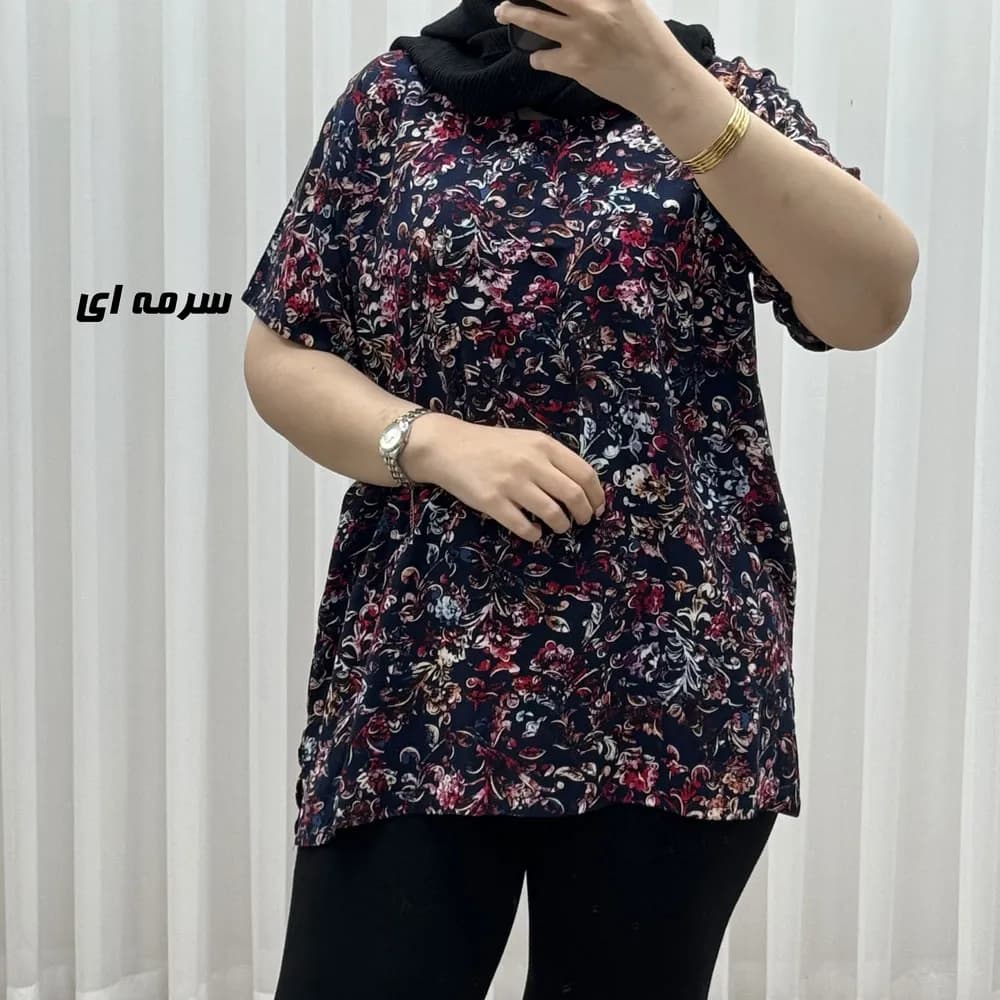 تیشرت نخی زنانه مدل پاپیا فری سایز مناسب تا سایز 50 — تصویر ۲