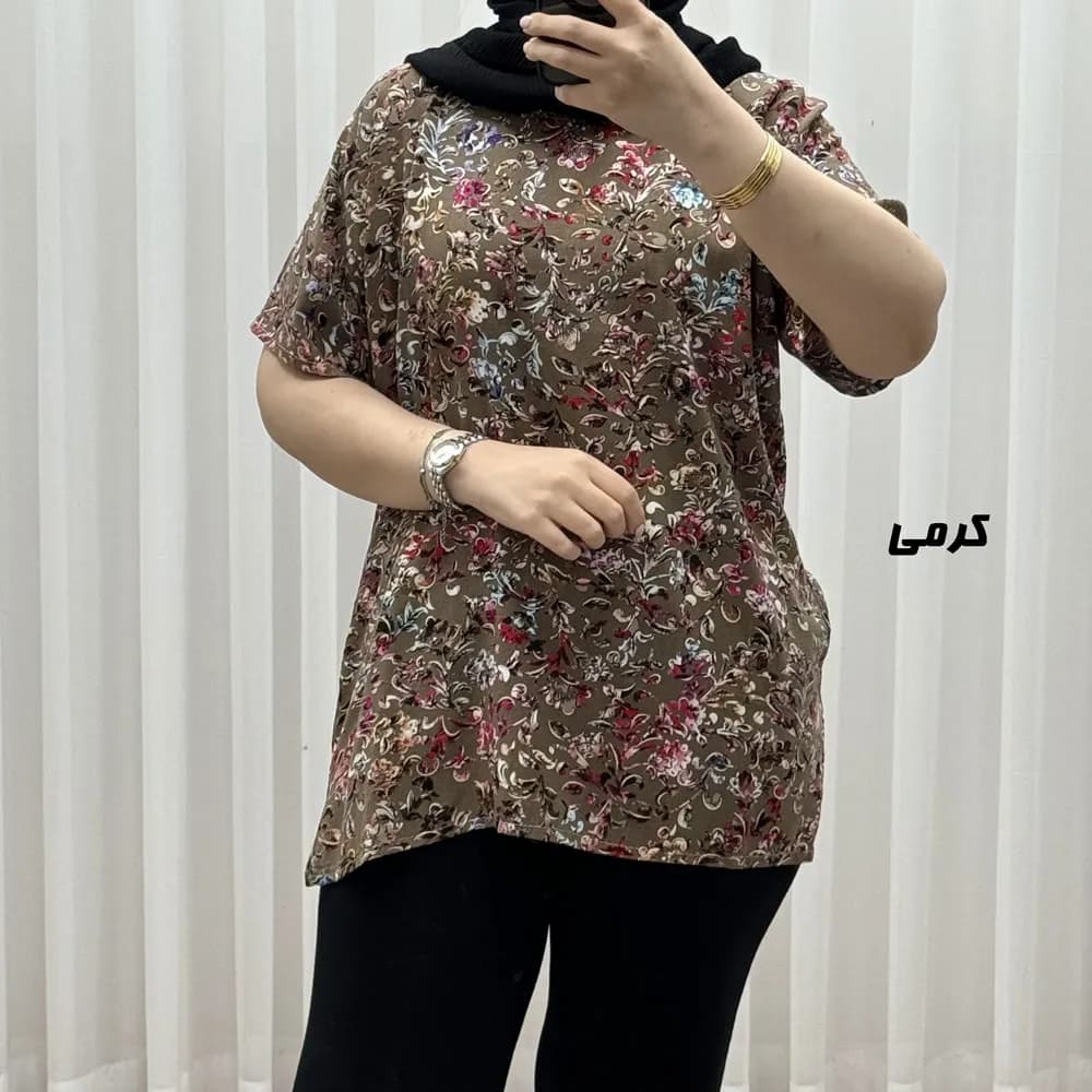تیشرت نخی زنانه مدل پاپیا فری سایز مناسب تا سایز 50 — تصویر ۶