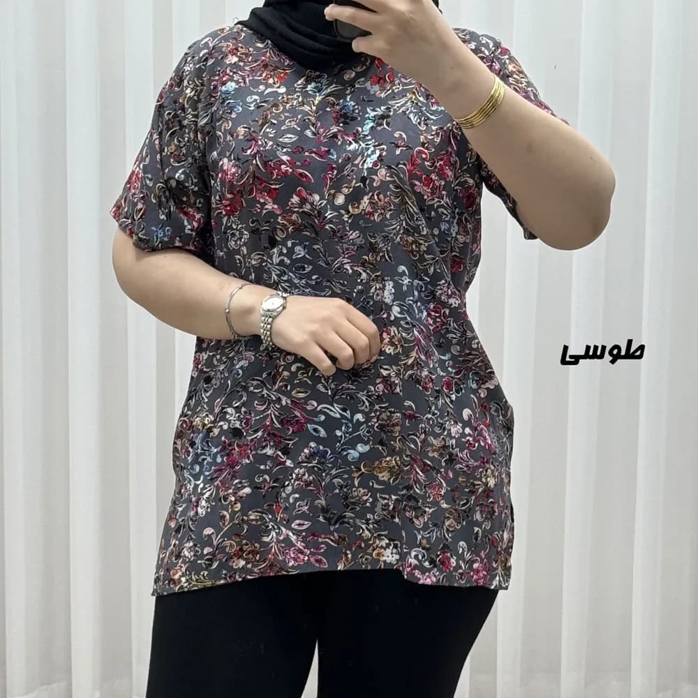 تیشرت نخی زنانه مدل پاپیا فری سایز مناسب تا سایز 50 — تصویر ۳