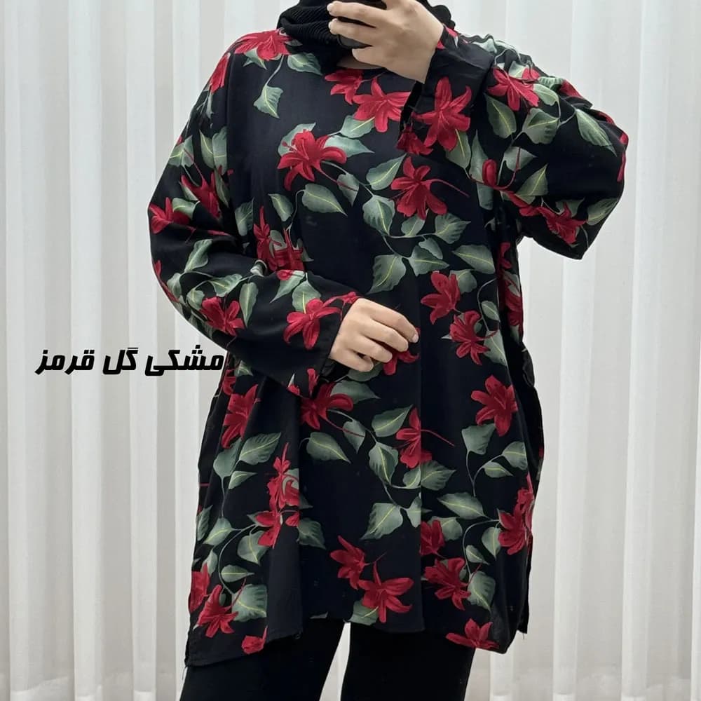 تونیک نخی زنانه طرحدار فری سایز مناسب تا سایز 52 — تصویر ۶