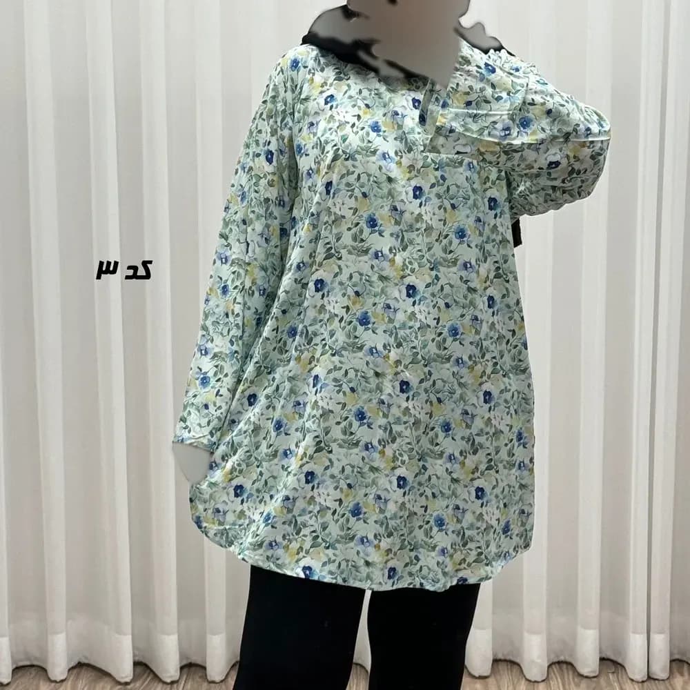 تونیک نخی زنانه مدل هاوایی سایز بزرگ فری سایز تا 50 دکمه دار — تصویر ۳