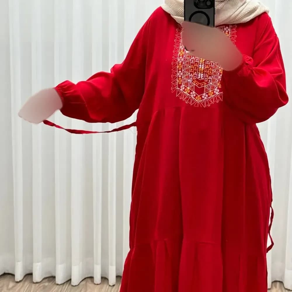 پیراهن ساحلی نخی زنانه مدل آیدا فری سایز مناسب تا 50 با کمربند — تصویر ۶