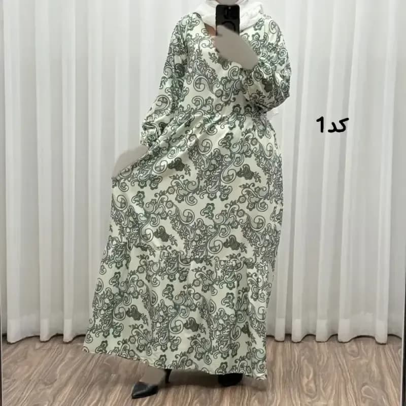 پیراهن فلور بوگاتی مدل تنو نخی شسته شده فری سایز تا 48 چهارفصل شیک و راحت بنددار بدون آبرفت و رنگ رفت — تصویر ۴