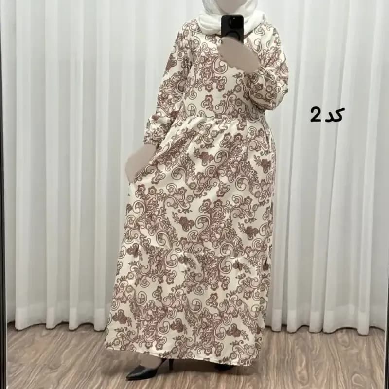 پیراهن فلور بوگاتی مدل تنو نخی شسته شده فری سایز تا 48 چهارفصل شیک و راحت بنددار بدون آبرفت و رنگ رفت — تصویر ۳