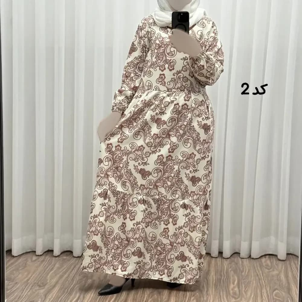 پیراهن فلور بوگاتی مدل تنو نخی شسته شده فری سایز تا 48 چهارفصل شیک و راحت بنددار بدون آبرفت و رنگ رفت — تصویر ۵