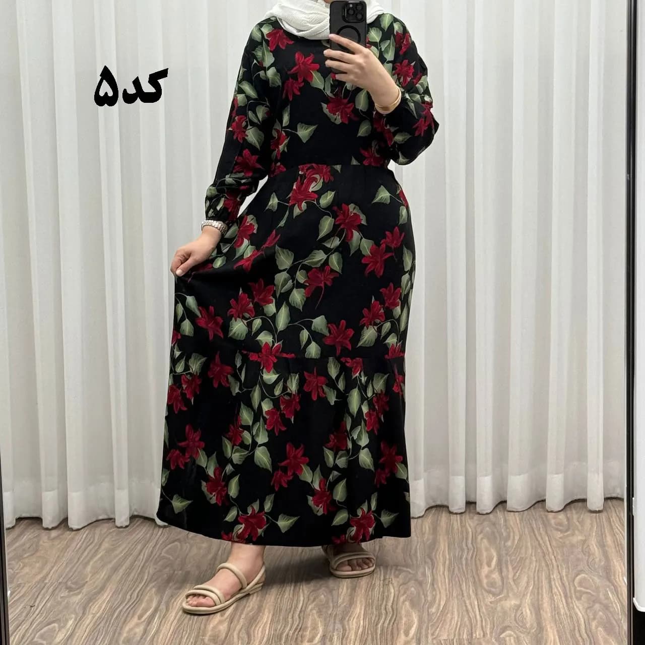 پیراهن زنانه مدل گلرخ کد 924 فری سایز تا 46 جنس بوگاتی کمربنددار چهارفصل شیک و راحت بدون آبرفت و رنگ رفت سایه نمیندازد — تصویر ۶