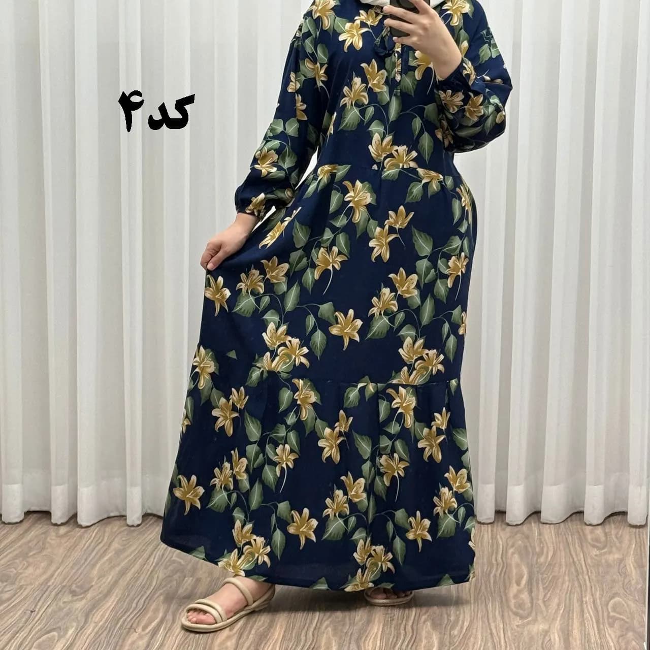پیراهن زنانه مدل گلرخ کد 924 فری سایز تا 46 جنس بوگاتی کمربنددار چهارفصل شیک و راحت بدون آبرفت و رنگ رفت سایه نمیندازد — تصویر ۵