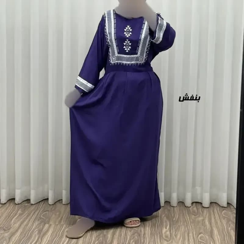 پیراهن نخی زنانه مدل پادمیرا فری سایز مناسب تا 48 همراه با کمربند — تصویر ۹