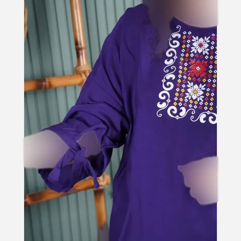 ست بلوز و شلوار نخی زنانه مدل سنتی فری سایز مناسب تا 48 — تصویر ۷