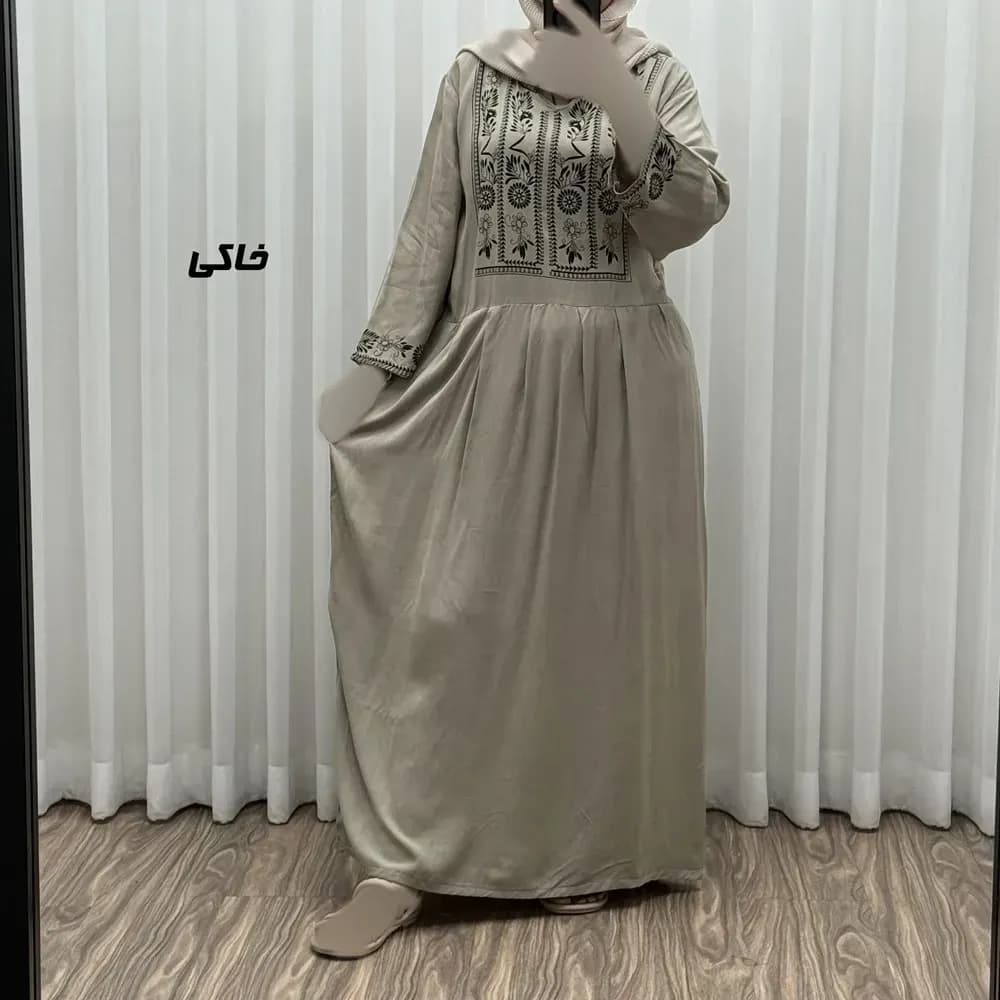 پیراهن نخی زنانه مدل الهه فری سایز مناسب تا 46 همراه با کمربند — تصویر ۵