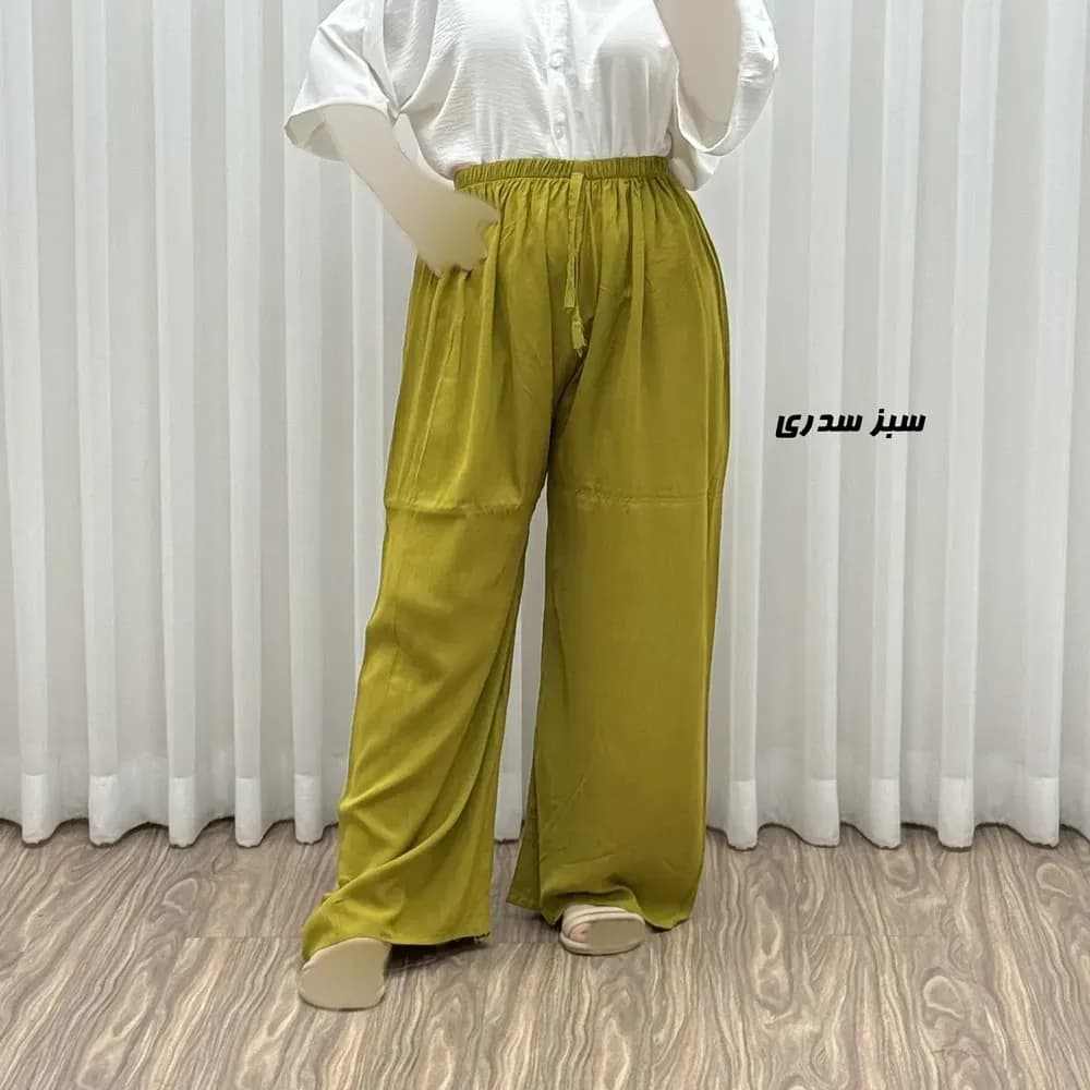 شلوار نخی زنانه راحتی فری سایز مناسب تا سایز 50 قد 107 — تصویر ۶