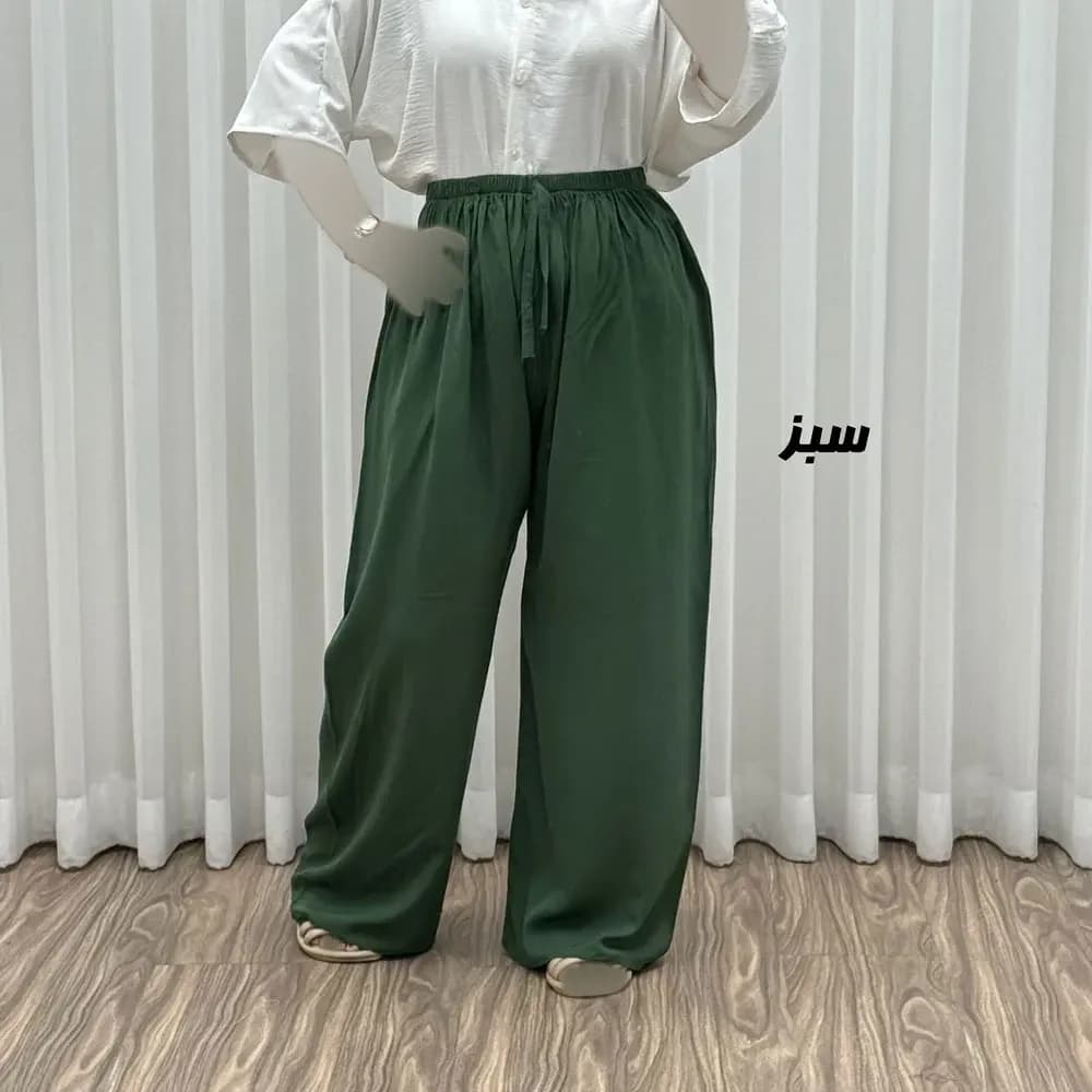 شلوار نخی زنانه راحتی فری سایز مناسب تا سایز 50 قد 107 — تصویر ۷