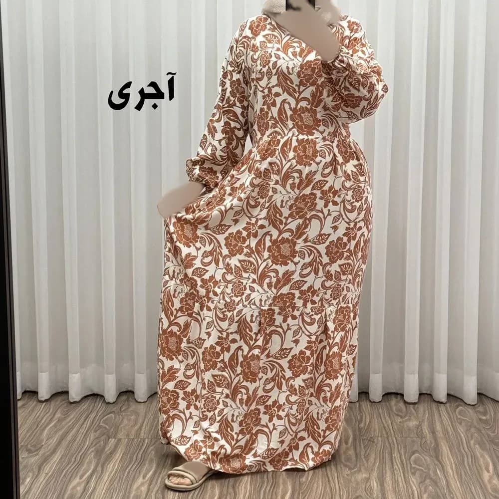پیراهن فلور بوگاتی مدل ایوبی فری سایز زنانه تا سایز 46 چهارفصل شیک و راحت با کمربند سایه نمیاندازد — تصویر ۱۲