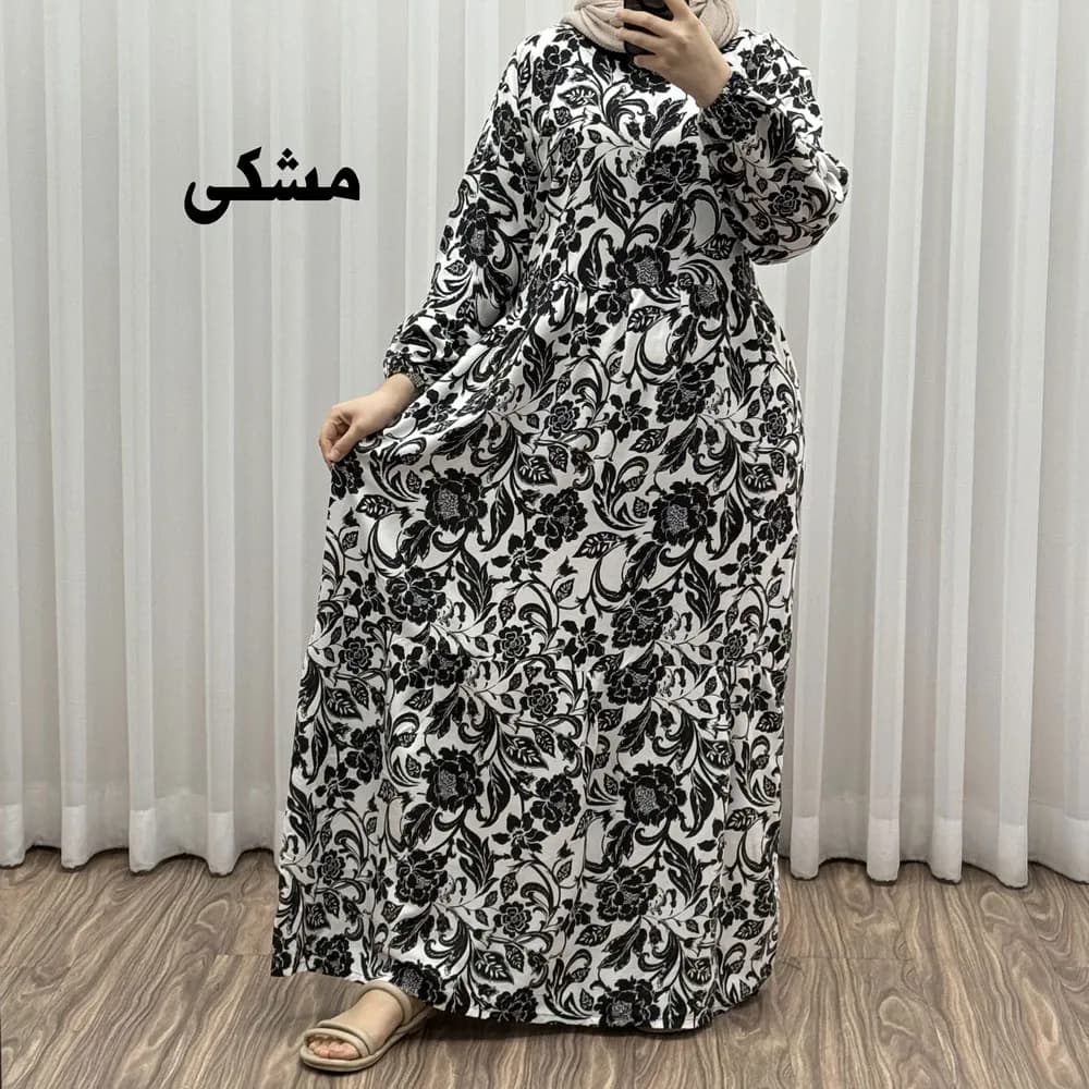 پیراهن فلور بوگاتی مدل ایوبی فری سایز زنانه تا سایز 46 چهارفصل شیک و راحت با کمربند سایه نمیاندازد