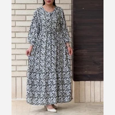 پیراهن ساحلی نخی ملیکا فری سایز تا 48 کمربنددار چهارفصل شیک راحت بدون سایه اندازی — تصویر ۵