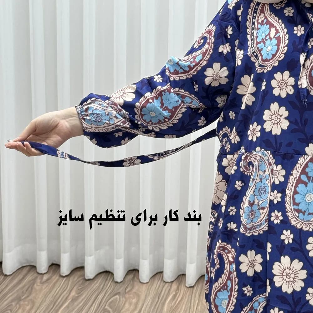 پیراهن فلور بوگاتی فری سایز تا 48 زنانه تنخور شیک و راحت چهارفصل بدون بدن نما — تصویر ۵