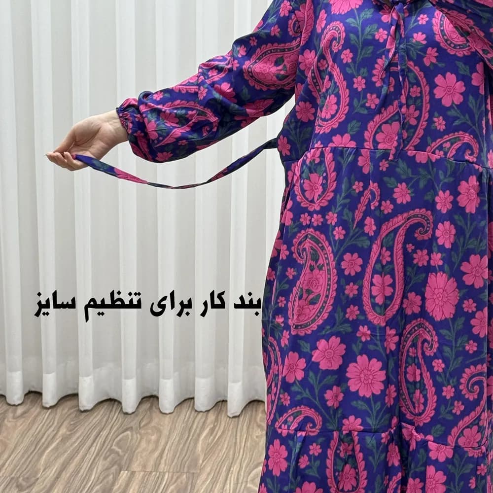پیراهن فلور بوگاتی فری سایز تا 48 زنانه تنخور شیک و راحت چهارفصل بدون بدن نما — تصویر ۶