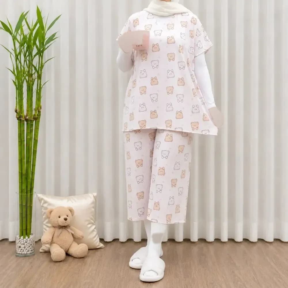 ست تاپ و شلوارک راحتی زنانه نخی مدل ملیح فری سایز مناسب تا سایز 50 — تصویر ۸