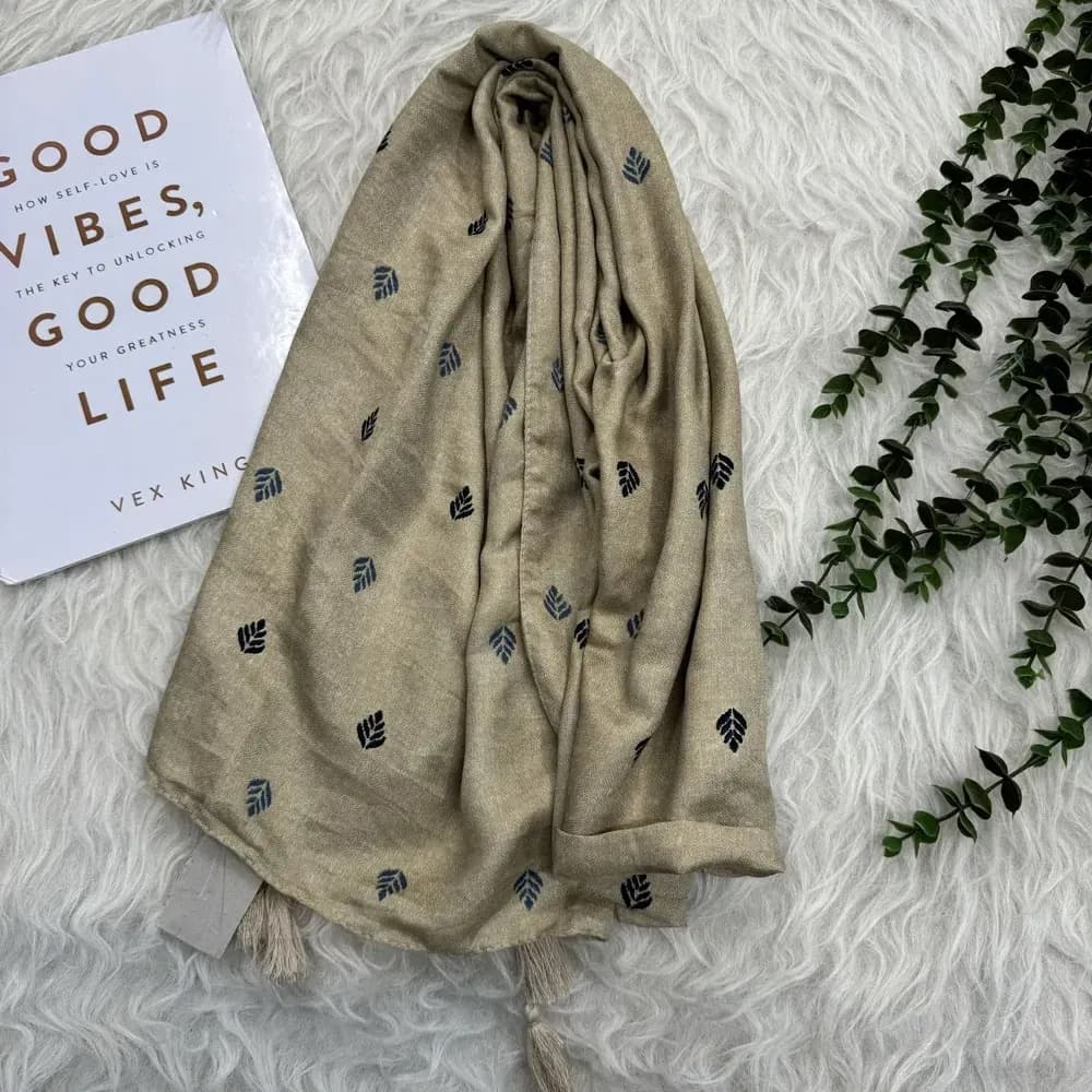 شال نخی طرح گندم قواره 185 در 65 سانتیمتر — تصویر ۳