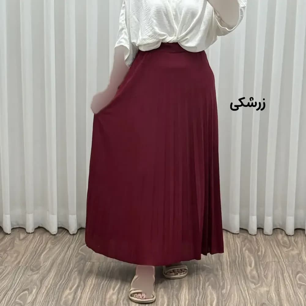 دامن پلیسه زنانه جودون گرم بالا فری سایز (36 تا 46) بدون آستر 6 رنگ — تصویر ۹