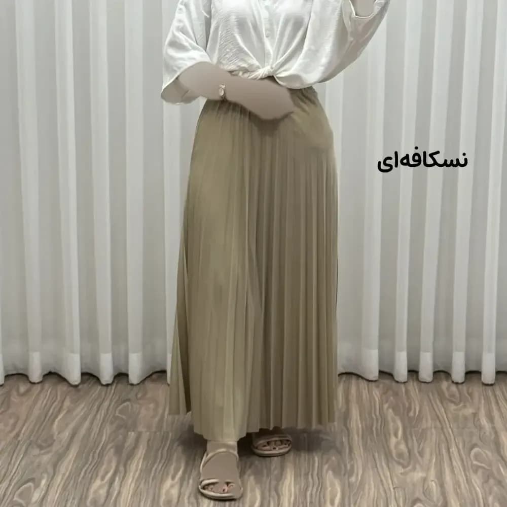 دامن پلیسه زنانه جودون گرم بالا فری سایز (36 تا 46) بدون آستر 6 رنگ — تصویر ۱۲