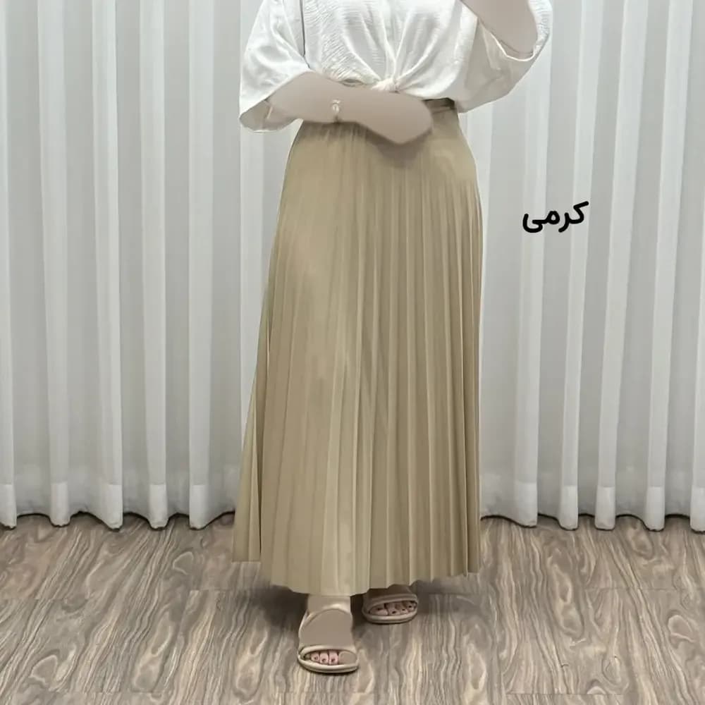 دامن پلیسه زنانه جودون گرم بالا فری سایز (36 تا 46) بدون آستر 6 رنگ — تصویر ۱۱