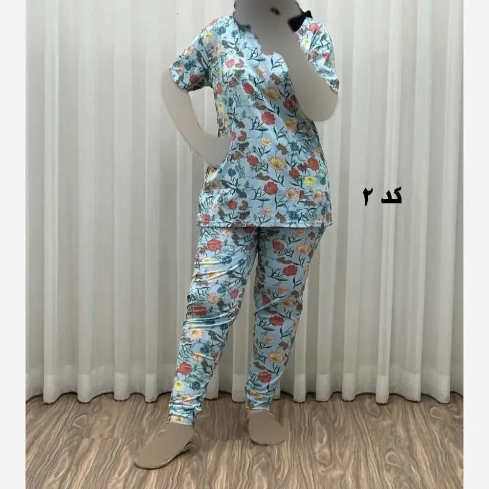 ست بلوز و شلوار زنانه نخ پنبه وارداتی چهارفصل راحتی و بیرونی — تصویر ۳