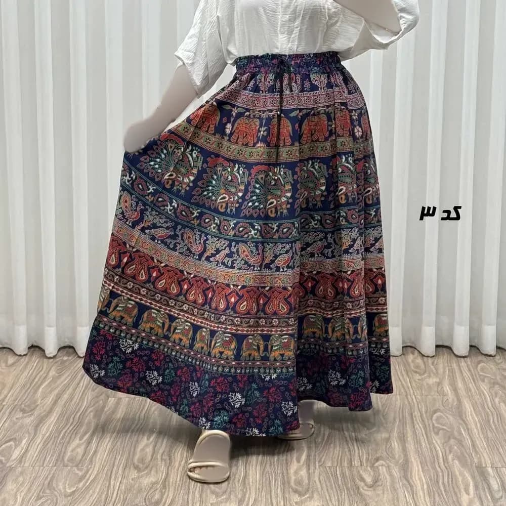 دامن زنانه لنگی کتان فری سایز مناسب تا سایز 52