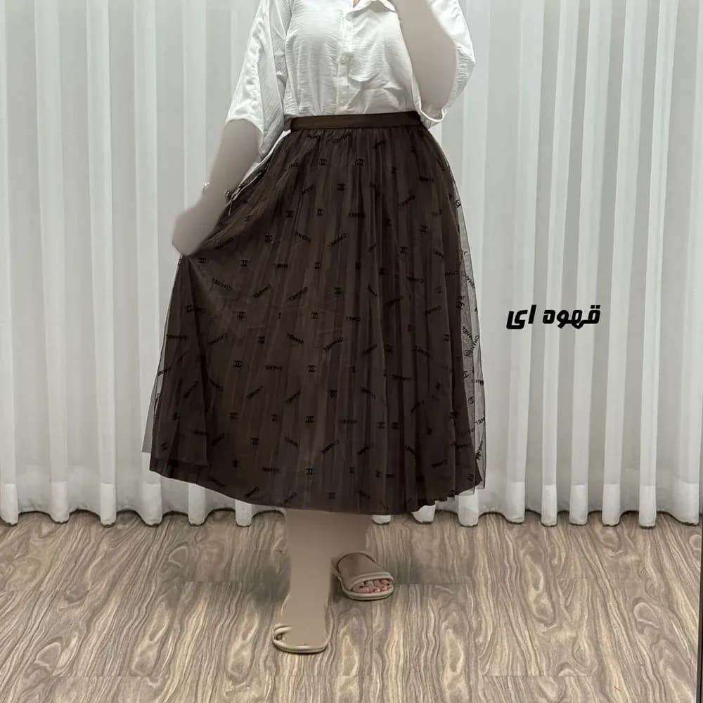 دامن زنانه گیپور وارداتی مدل چنل فری سایز مناسب تا 46 قد 81 سانتیمتر — تصویر ۳