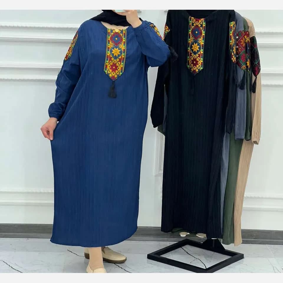 پیراهن زنانه کراش کتیبه ای فری سایز مناسب تا سایز 50 — تصویر ۷
