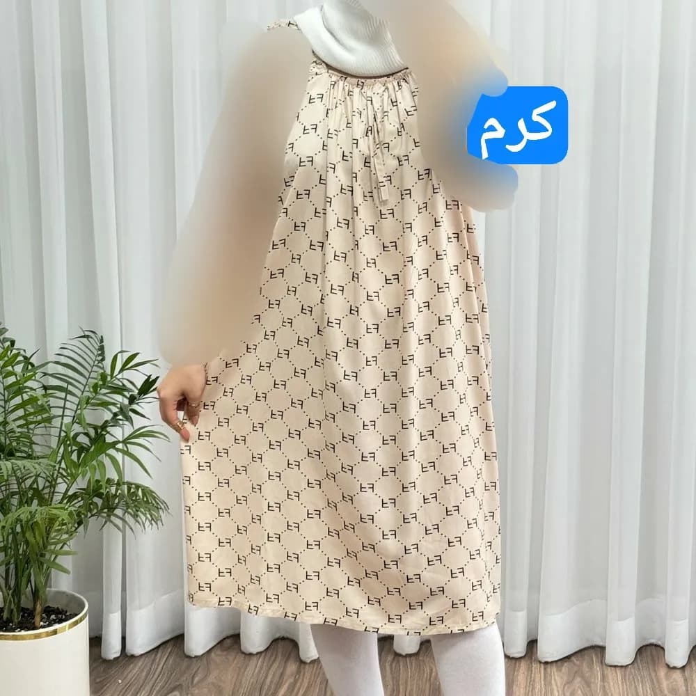 سارافون نخی زنانه فری سایز تا 56 چهارفصل تنخور شیک و راحت مناسب باردار و روزمره — تصویر ۳
