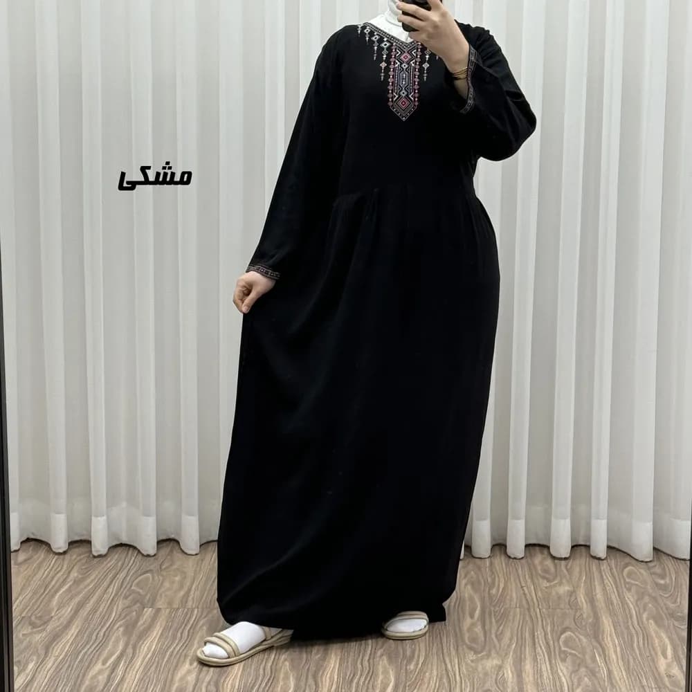 پیراهن ساحلی نخی زنانه مدل آتریسا فری سایز مناسب تا سایز 48 بهمراه کمربند — تصویر ۲