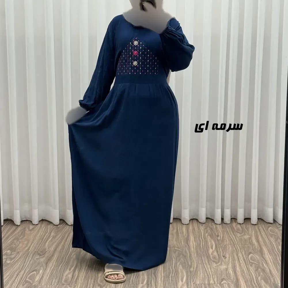 پیراهن ساحلی نخی گلدوزی شده زنانه و دخترانه فری سایز تا 46 با کمربند — تصویر ۶