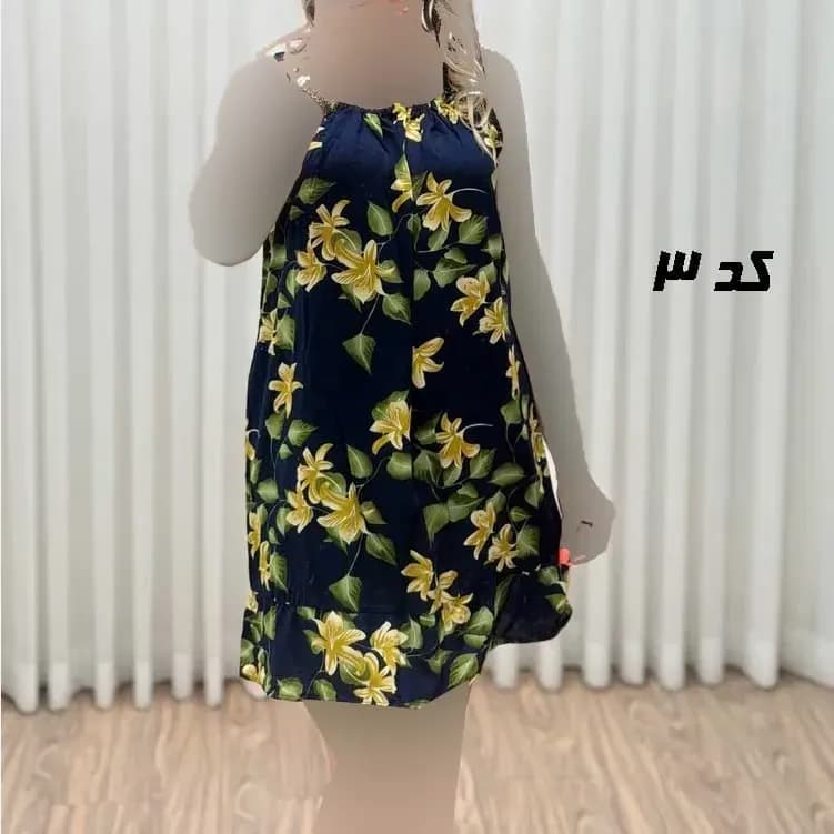 پیراهن کوتاه حلقهای زنانه و دخترانه مدل پامچال جنس کریشه فری سایز — تصویر ۲