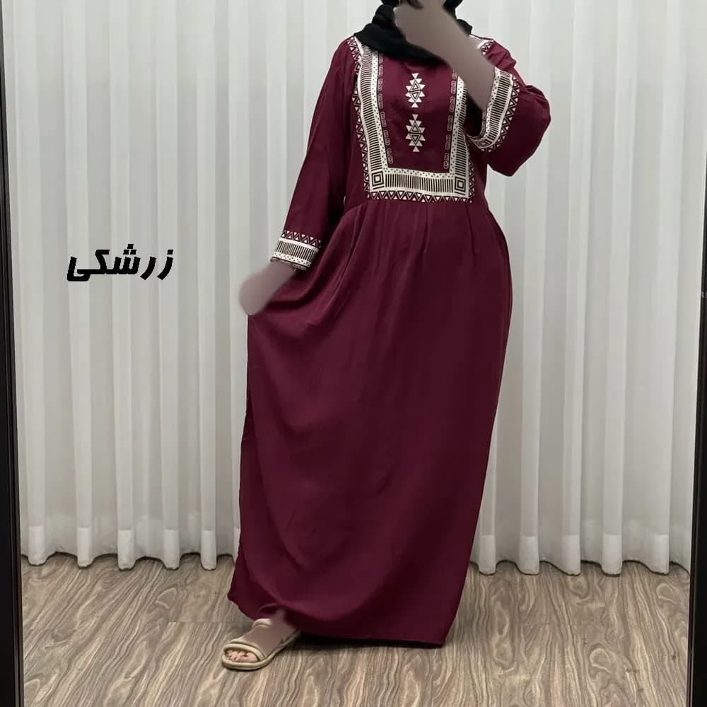 پیراهن ساحلی نخی زنانه مدل سرخپوستی فری سایز مناسب تا 44 با کمربند — تصویر ۶