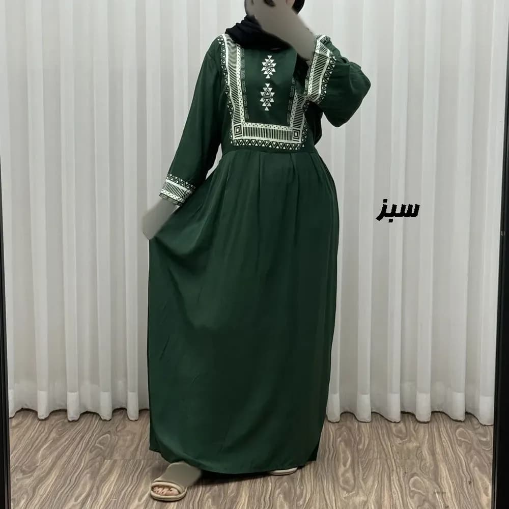 پیراهن ساحلی نخی زنانه مدل سرخپوستی فری سایز مناسب تا 44 با کمربند — تصویر ۵