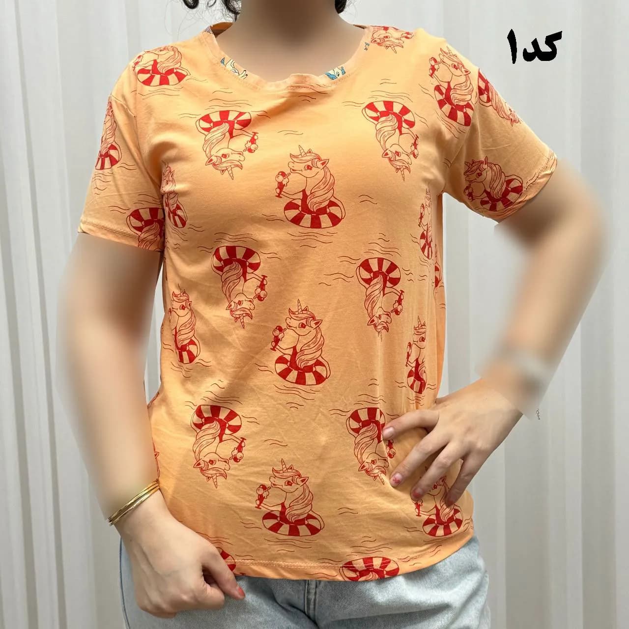 تیشرت طرحدار H&M نخ پنبه چهارفصل زنانه دخترانه سایزبزرگ تا XL XXL XXXL تنخور راحت — تصویر ۷