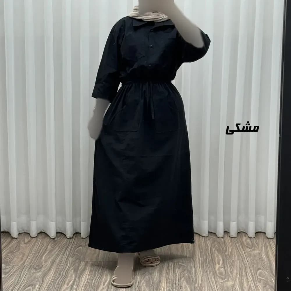 مانتو دانشجویی نخی مدل بویان کد Sh2035 فری سایز دکمه دار — تصویر ۷