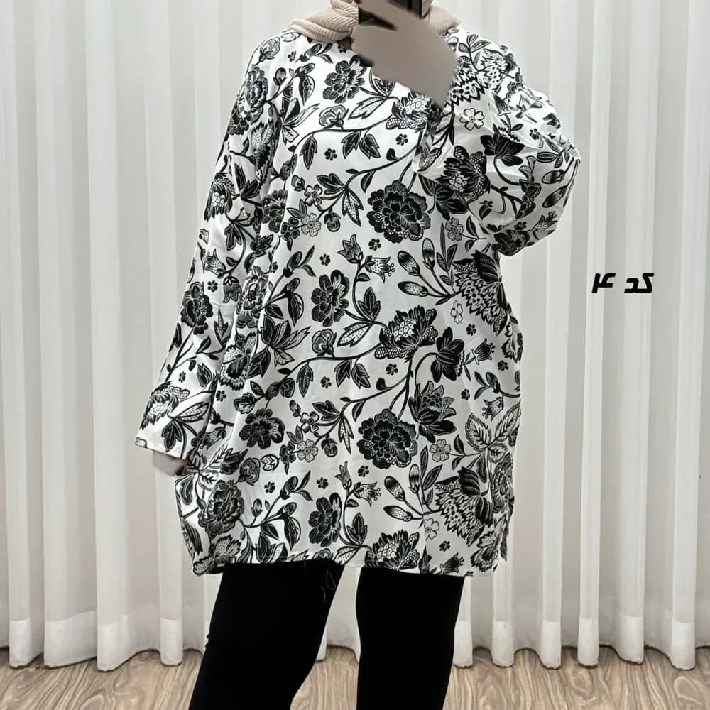 تونیک نخی کجراه زنانه سایز بزرگ فری سایز مناسب تا سایز 56 مدل میکس — تصویر ۳