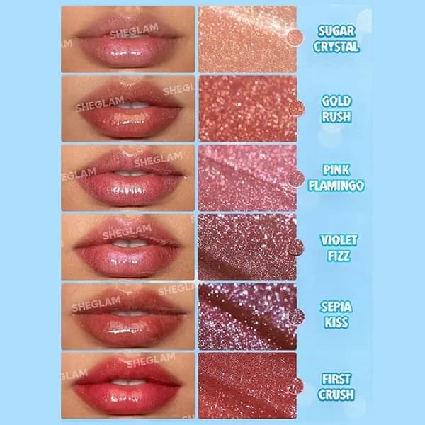 برق لب طرح اکلیلی رنگ violet fizz شیگلم Sheglam — تصویر ۵