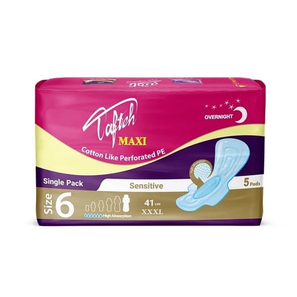 نوار بهداشتی بالدار تافته مدل Maxi ویژه شب سایز XXXL بسته 5 عددی