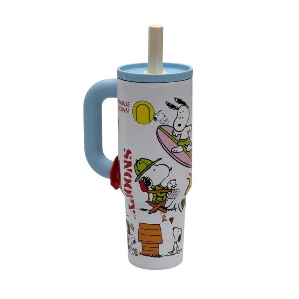 تامبلر نی دار ضد نشت طرح اسنوپی دسته دار 40oz — تصویر ۵