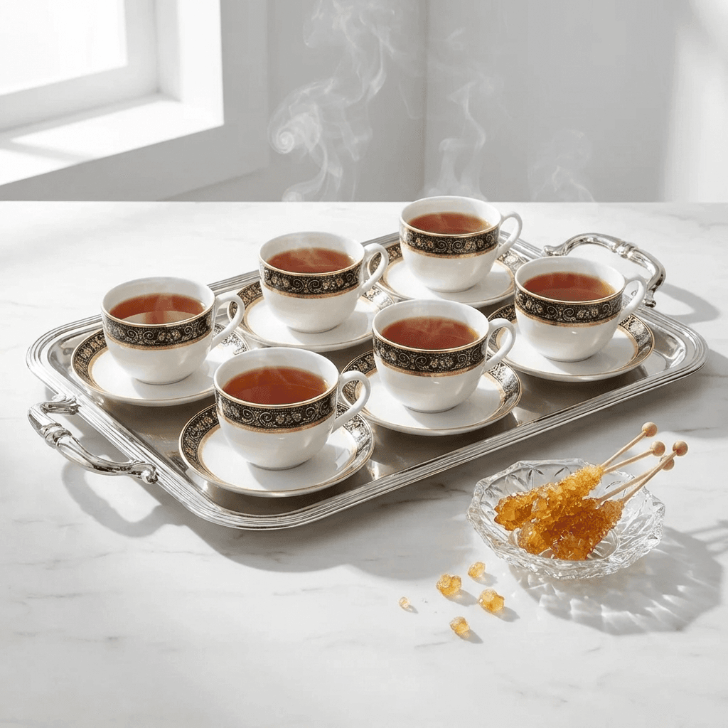 سرویس چایی خوری ایتالیا اف طرح حاشیه میدنایت درجه عالی 12 پارچه — تصویر ۳