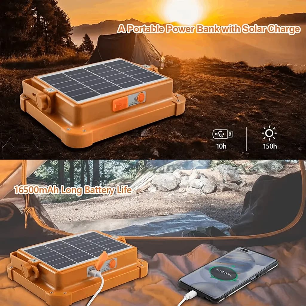 پروژکتور شارژی خورشیدی 1000 وات LED با چهار حالت نوردهی — تصویر ۲