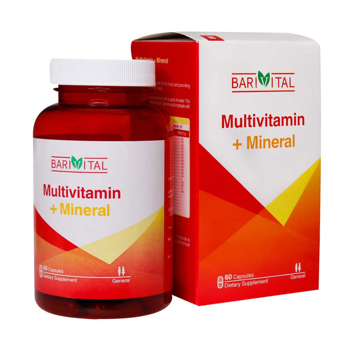 کپسول مولتی ویتامین مینرال باریویتال 60 عدد-Barivital Multivitamin Mineral